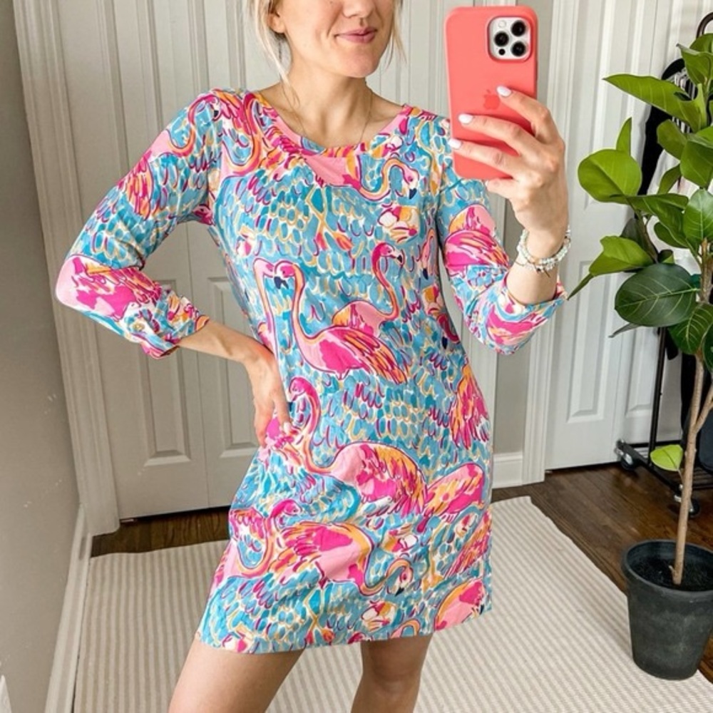 Lilly Pulitzer Peel and Eat flamingo t-shirt dress size XS in great condition